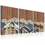 BINCUE Framed Mountain Canvas Wall Art Mountain Picture Paintings Artwork 3 Pieces for Living Room B