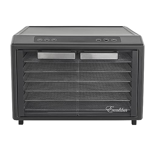 Image of Excalibur Electric Food Dehydrator Select Series 6-Tray with Adjustable Temperature Control Includes Chrome Plated Drying Trays Stainless Steel Construction and Glass French Doors, 700-Watts, Black