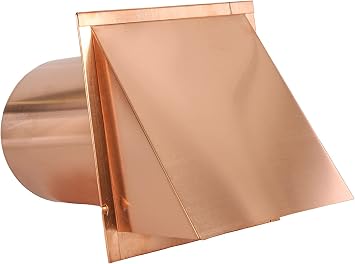 FAMCO Copper Hooded Wall Vent with Screen and Damper, Used for Air Exhaust Applications