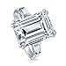 BERRICLE Rhodium Plated Sterling Silver Emerald Cut Cubic Zirconia CZ 3-Stone Engagement Ring Size 9