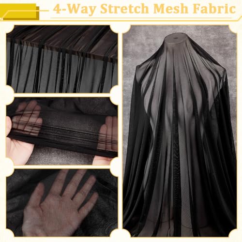 Tissu maille extensible dans les 4 sens noir au mètre pour robe - 4