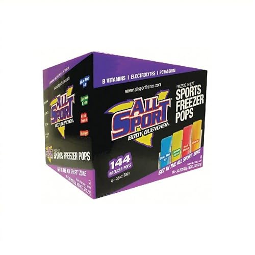 Generic Big 144-Pack All Sport Hydration Freezer Pops - Variety of 3 oz Pops in Blue Raz Ice, Fruit Punch, Lemon-Lime, and Orange Flavors. Contains Vitamin C, Potassium, Less Sodium