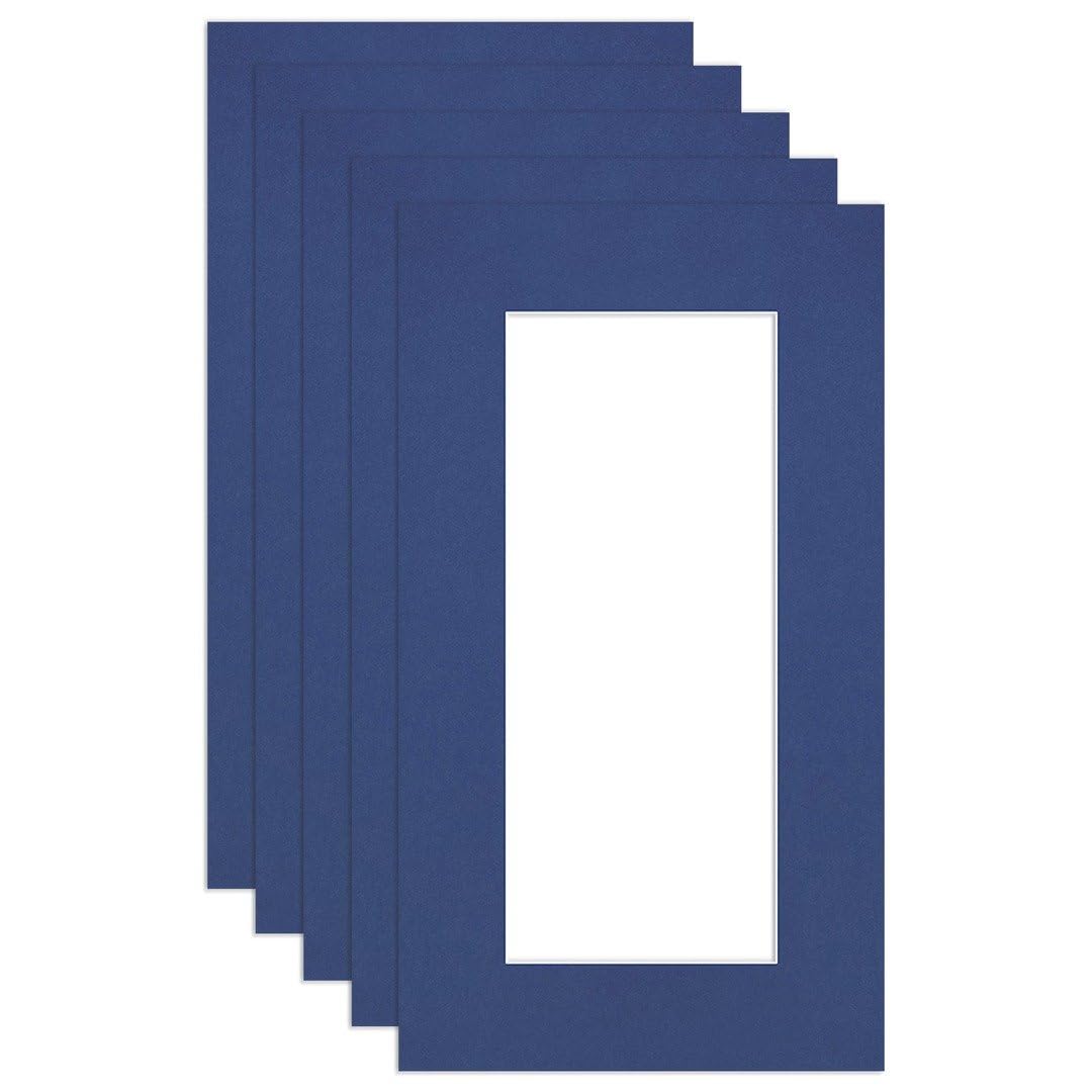 Procut Global 16x9" Blue Picture Mounts to Fit 12x5" Aperture - Precision Cut Cardboard Photo Mount - Ideal for Frames, Prints, Artwork & Certificates - Sizes & Colours Available - 5 Pack