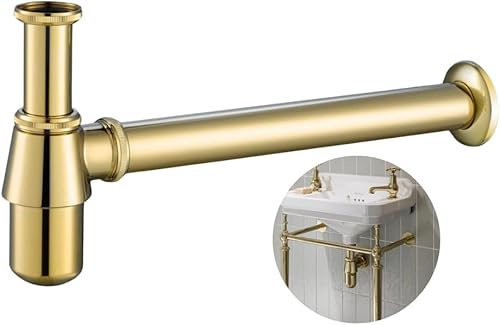 Miniatura 7 de Trampa clásica para botellas, fregadero cromado, tubo de desagüe de baño de 1-14 pulgadas, kit de tubo de drenaje de entrada deslizante