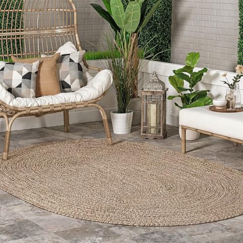 Xenluxe Soft 2x7 feet Cotton Braided Runner Rug, Small Throw Runners for Kitchen Bedroom Bathroom Laundry Room, Low-Pile Washable – (Beige Oval, 2x7 feet)