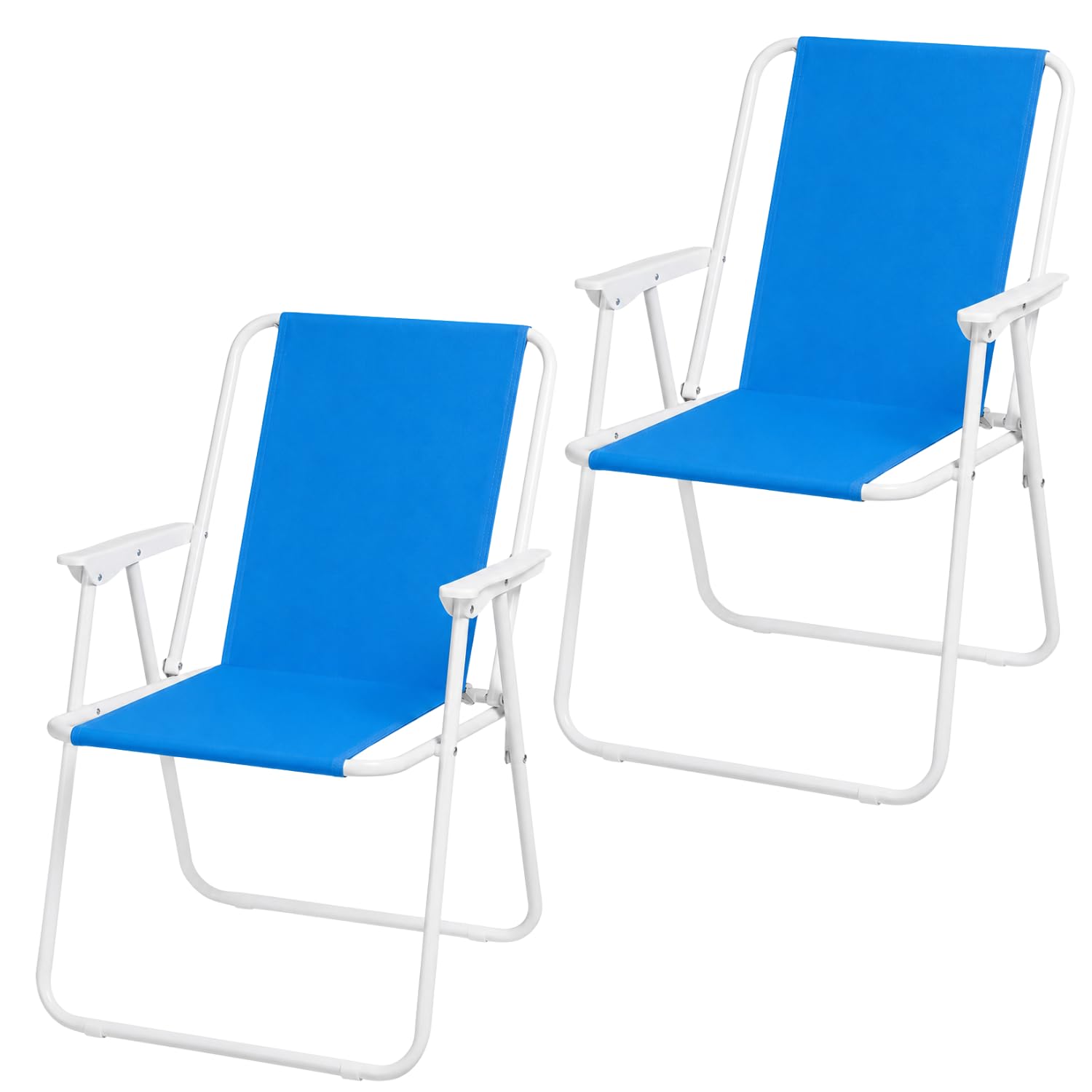 PALUPLUS 2 Sedie Pieghevoli da Spiaggia di colore Azzurro, Misura 49x45x74 cm, Spiaggina in Tessuto Oxford Traspirante con Braccioli, Facile da Trasportare, per Pesca, Campeggio, Giardino -8635F