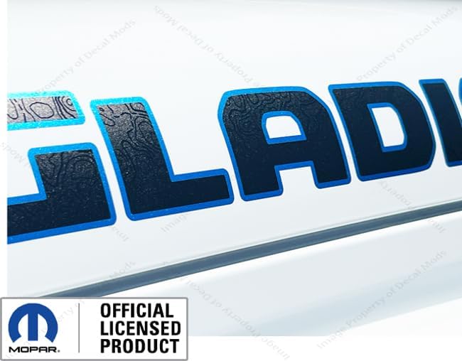 Gladiator Hood Graphic Vinyl Decal fits Jeep Wrangler JL/JT (2018-2026) Matte Black with topo Lines and 4xe Blue Outline (Set of 2) - C4XE | UV1A2