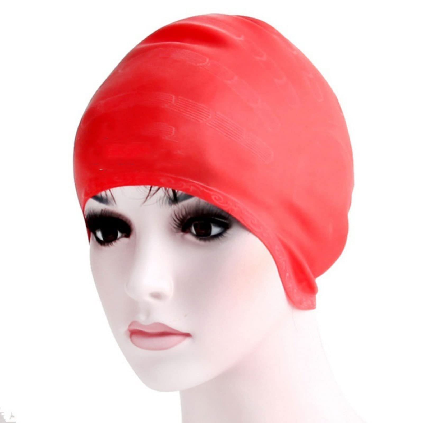 Gorro de natación para adultos, de silicona, para hombres y mujeres, de pelo largo, impermeable, para deportes de oído, de silicona, de alta elasticidad, para bucear (3)