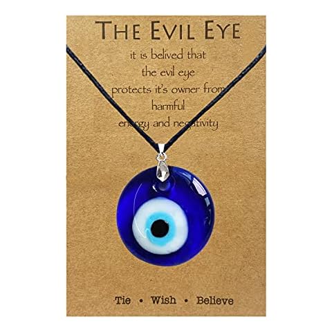 Evil Eye Necklace,Blue Turkish Glass Leather Rope Evil Eye Necklace for Women Men Lucky Protection Necklace Jewelry Cover