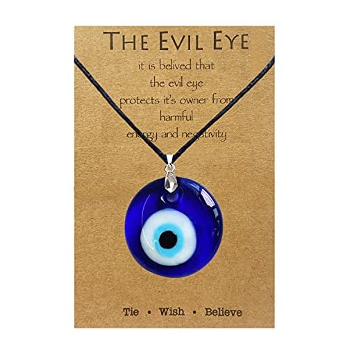 Long tiantian Evil Eye Necklace for Women Evil Eye Pendant Protection Necklaces for Men Leather Rope Glass Inspirational Jewelry Lucky Amulet Necklace Christmas Stocking Stuffers for Women