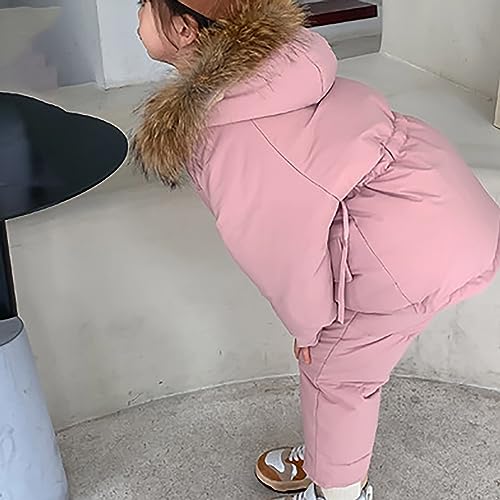 Boy Girls Snow Pant And Jacket Toddler Girl Snowsuit Winter Clothes Bib Kids Coat Hooded Jacket Snowboarding Outfit (Pink, 3-4 Years)3