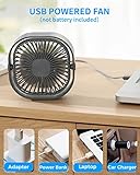 Desk Fan USB Small Fans for Desktop Table Bedside, Mini Quiet Home Office Accessories for Bedroom Car Greenhouse Kitchen, Powerful Silent Bed Fan with Cable, 3 Speeds Wind Strong Airflow Plug in - Image 5