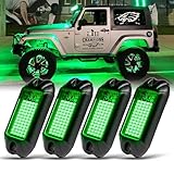 Nicoko 4Pods Pure Green LED Rock Lights 72w high Power Rock Lights Neon Underglow Light for Car Trucks ATV UTV SUV Boat Underbody Glow Trail Rig Light IP68 Waterproof