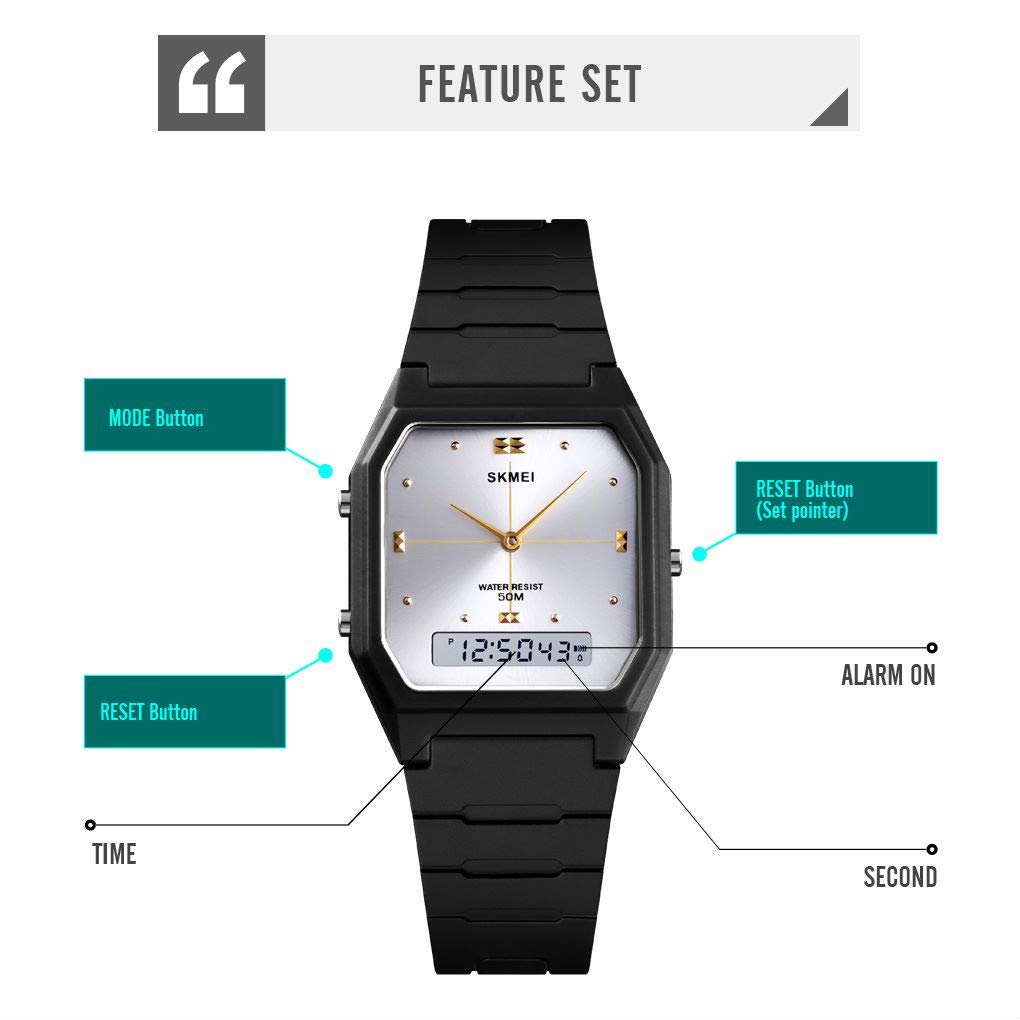 MASTOP Orologio sportivo digitale da uomo, quadrato, militare, impermeabile, con schermo a LED, cronometro, sveglia