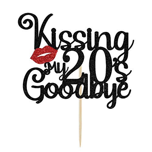 Glitter Kissing My 20'S Goodbye Cake Topper, Rip Twenties Cake Decor, Happy 30Th Birthday Party Decoration Supplies(Black And Red) #TOP1