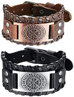 VNOX Mens Thor's Hammer Bracelet Black Braided Rope Wristbands Stainless Steel Norse Viking Jewelry Valknut Protection Amulet Birthday Gift for Men Boys (Bracelet-23)