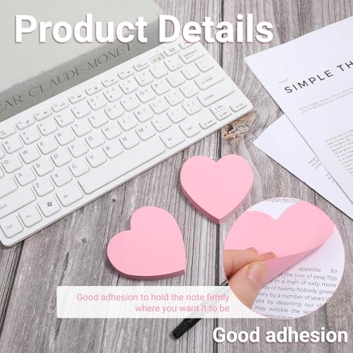 2 Stück Haftnotizen 7 * 7cm Herz Haftnotizen Selbstklebende Haftnotizzettel Rosa Herzen Sticky Notes Klebezettel Blöcke Page Marker für Büro Schule Zuhause Erinnerung Checkliste-200 Blatt