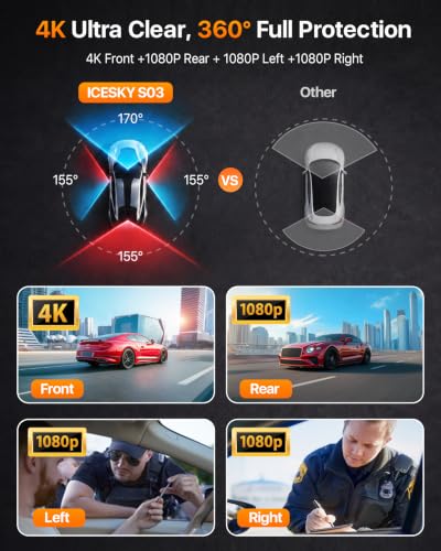 Icesky 4K Dash Cam 4 Channel