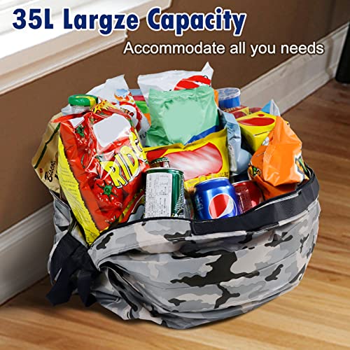 Aosbos Foldable Reusable Grocery Bags With Zipper Packable Shopping Bag Utility Tote Bag Portable Duffle Bag For Travel Women Men Gym Backpack Weekender Overnight Bag, Grey Camouflage #TOP5