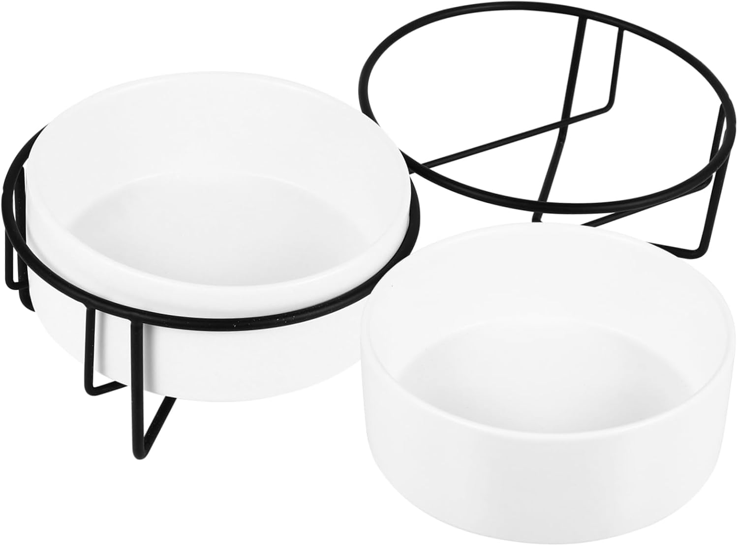 HEMOTON 1set Bowls Stand Non-Tipping Double Pet Feeders for Easy Drinking and Eating Height for Cats and Dogs