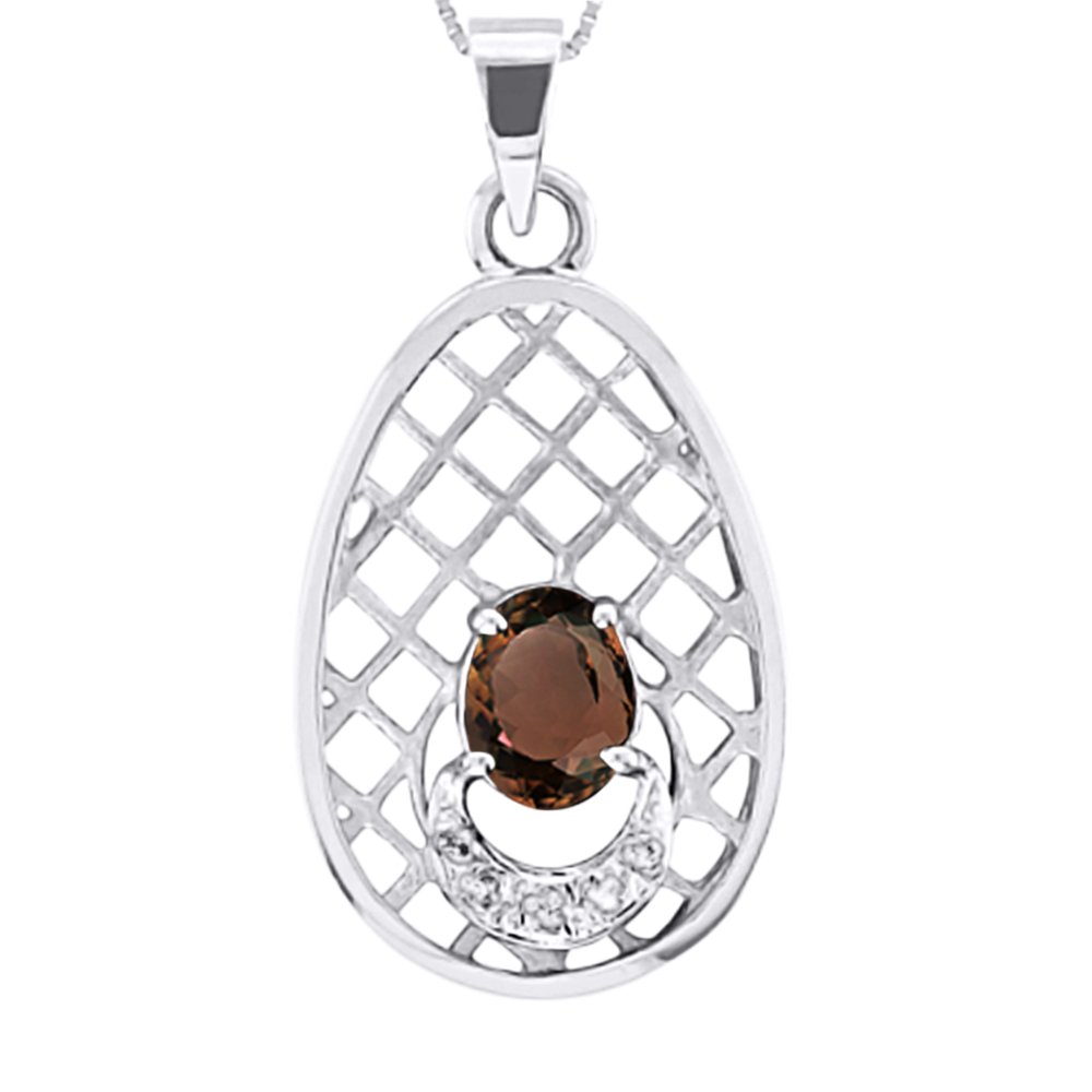 Halskette mit Peridot und Diamant-Anhänger, 14 Karat Weißgold, mit 45,7 cm langer Kette