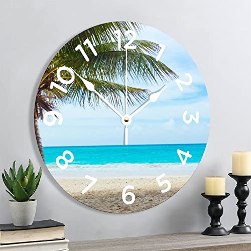 Horloge murale décorative 38cm grand format avec motif palmiers