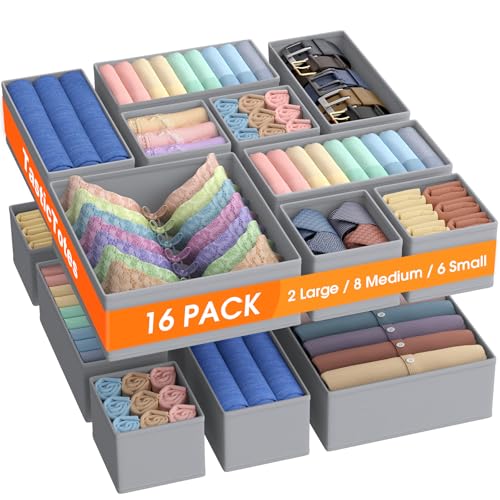 TasticTotes Drawer Organizer Clothes, 16 Pack Drawer...