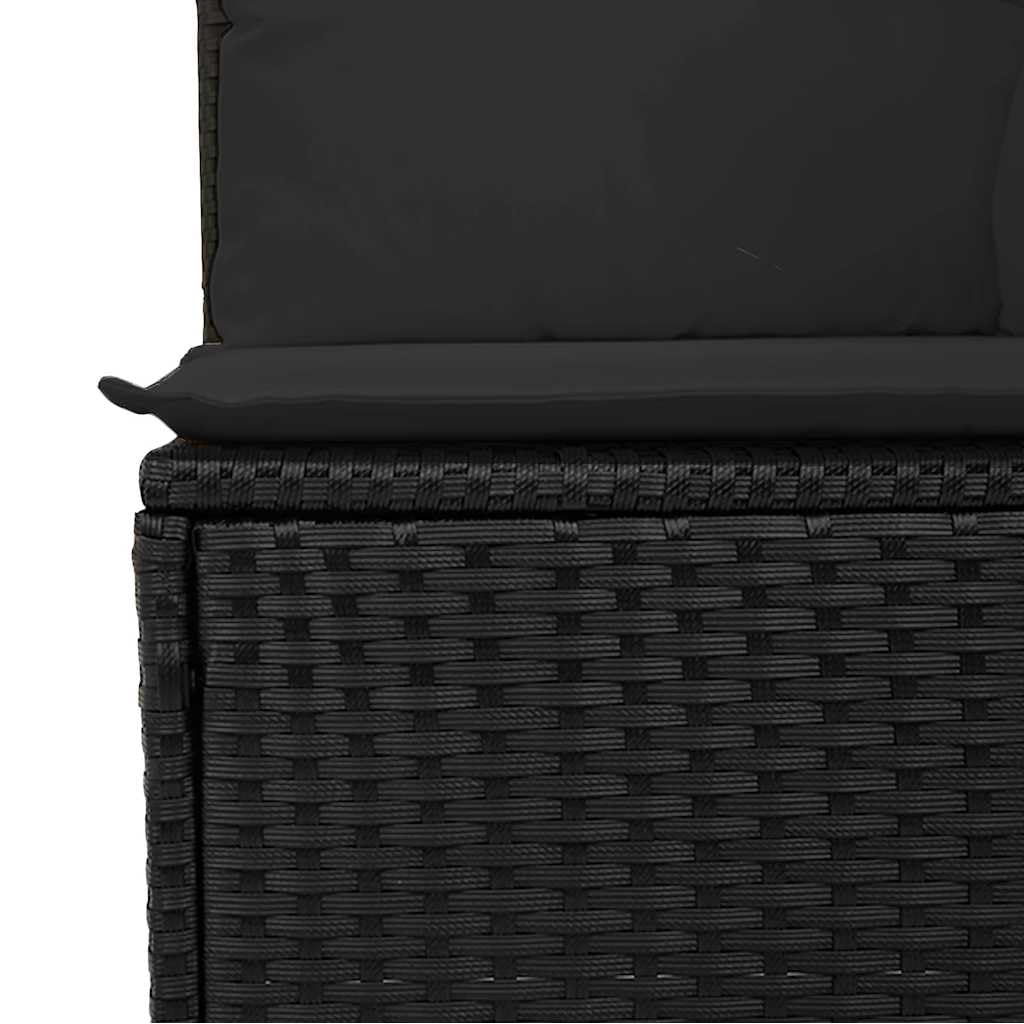 vidaXL Divano da Giardino con Cuscini 3 posti Nero in polyrattan