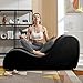 ijuicy Sleek Yoga Chair for Adults, Velvet S Curved Chaise Lounge Indoor, Ergonomic Chair, Modern Chaise Lounge for Stretching, Relaxation, Exercise, 60D x 18W x 27H Inch-Black