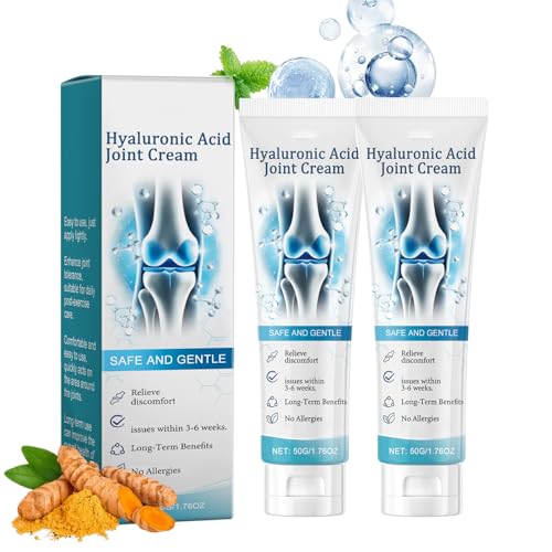 Hyaluronsäure Joint Care Creme Hyaluronic Acid Joint Cream Gegen unbehagen Beruhigende Gelenkpflegecreme für Rücken Nacken Hände Knie Gelenk Soothes Creme mit Kurkuma & Minze (50 g (2er Pack))