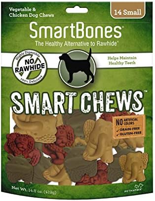 SmartBones SBSC-02332 Smart Chews (14 Small Safari Chews), Rawhide