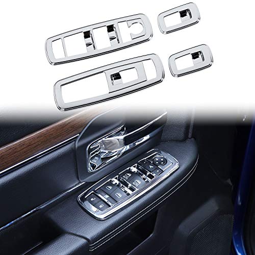 Voodonala Window Lift Switch Power Window Control Regulator Button Embellishment Trim for 2011-2025 Dodge Charger Durango, for 2010-2017 RAM, Interior Accessories ABS Chrome 4pcs