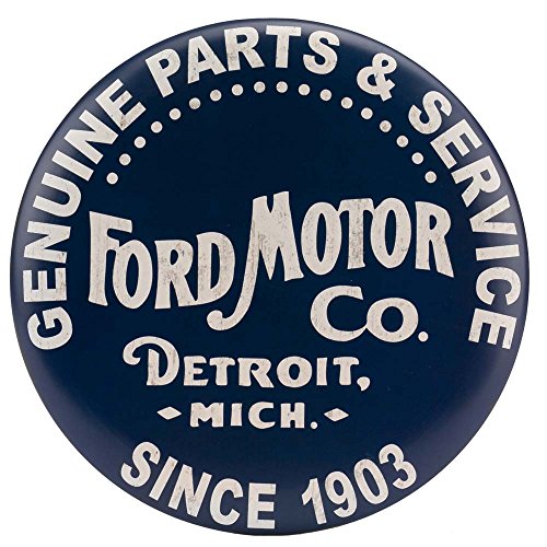Image of Ford Genuine Parts and Service Round Metal Button Sign - Vintage Ford Sign for Garage or Man Cave