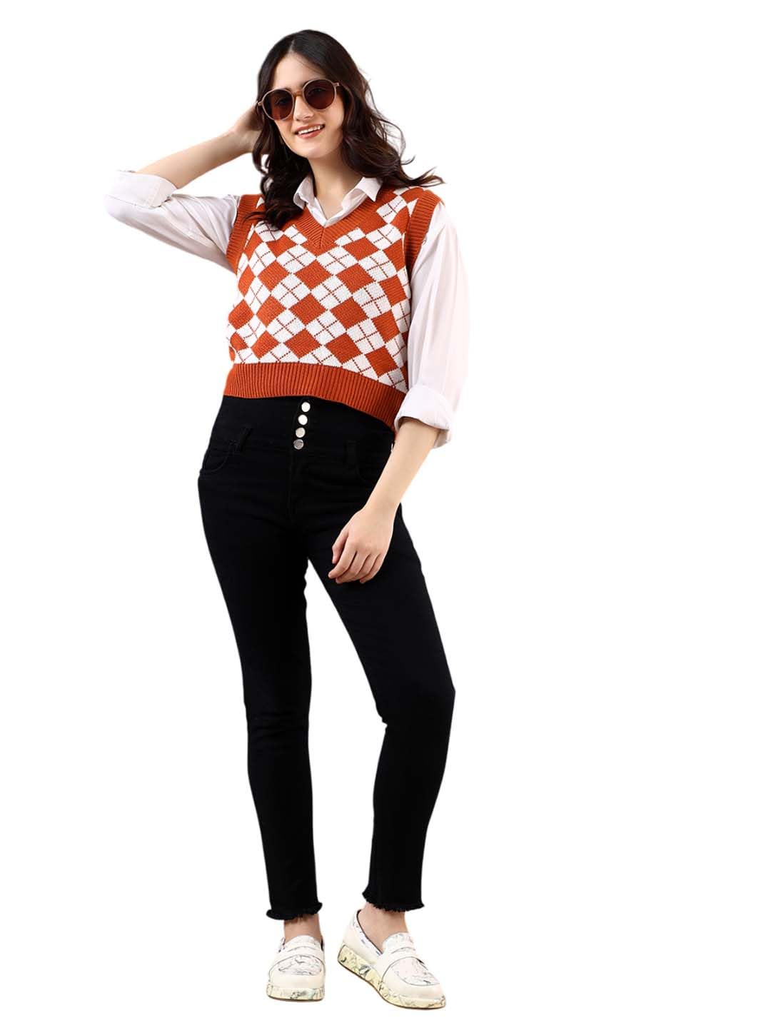 Women's Trendy Sleeveless Sweater Vests – Perfect for Layering and Smart-Casual Outfits(Multicolored,L)