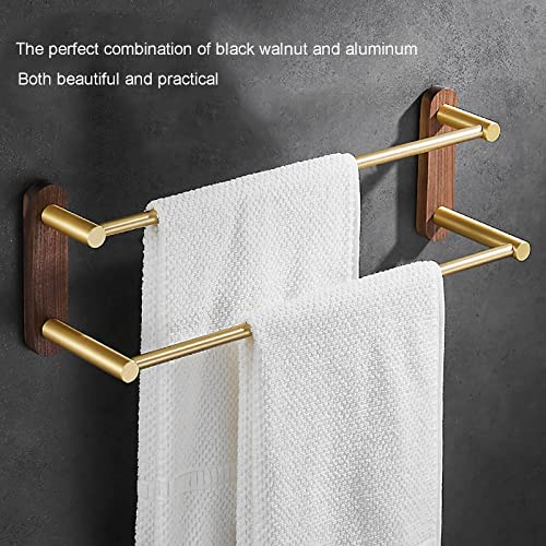 Porte-serviettes double en alu et noyer noir, le chic hôtelier pour votre bain - 2