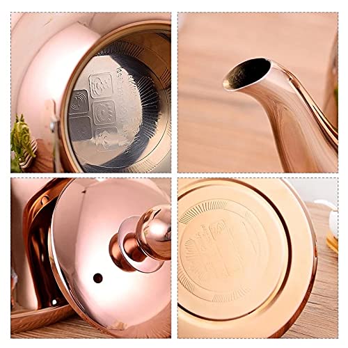 Tkus Whistling Kettle Infuser Loose Leaf Stainless Steel Teapot Rose Gold Tea Stove Induction Stove Copper 2-Liter 2.1-Quart thumb #6
