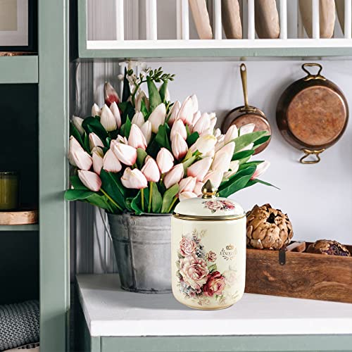 fanquare Boîte à Biscuits en Porcelaine 19 cm, Motif Fleurs Vintage Boite de Rangement avec Couvercle, Boîtes de Conservation pour Biscuits et Confiseries – vue 5