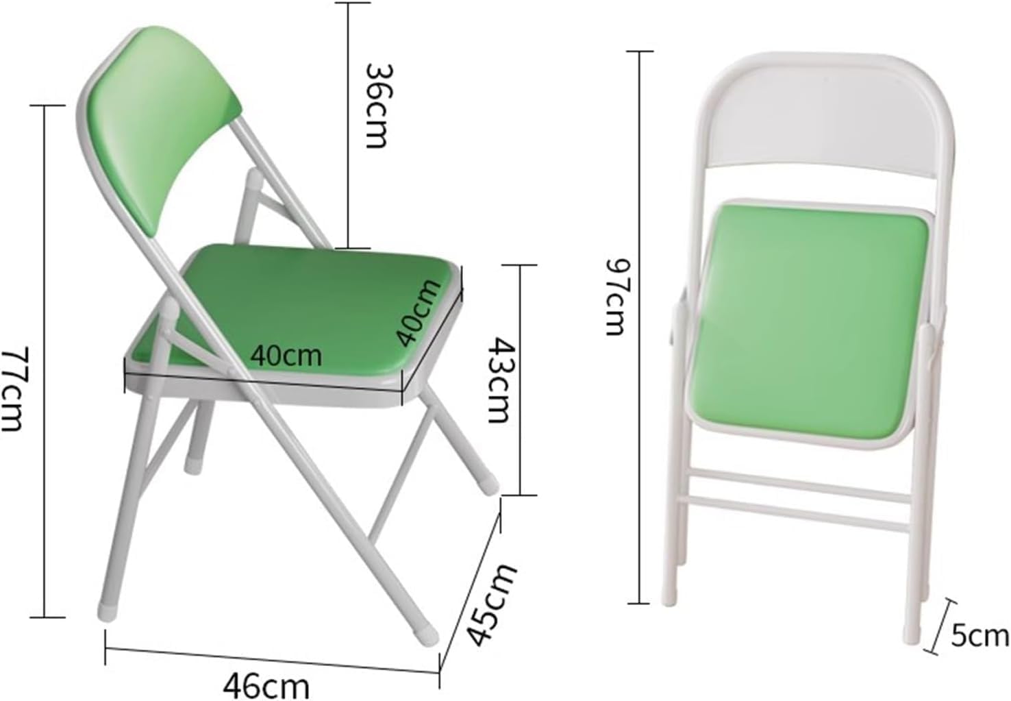 Modern Upholstered Folding Chair with Sturdy Metal Frame Durable and Comfortable Office(Blu)