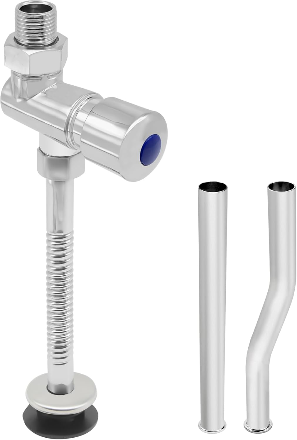 Toilet Urinal Flush Valve, G1/2 Manual Delay Automatic Shutoff Flushing Urinal Valve with Three Different Flush Pipes, Durable Zink Alloy and Water Leak Proof Design, WC Replacement Parts