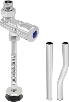 Toilet Urinal Flush Valve, G1/2 Manual Delay Automatic Shutoff Flushing Urinal Valve with Three Different Flush Pipes, Durable Zink Alloy and Water Leak Proof Design, WC Replacement Parts