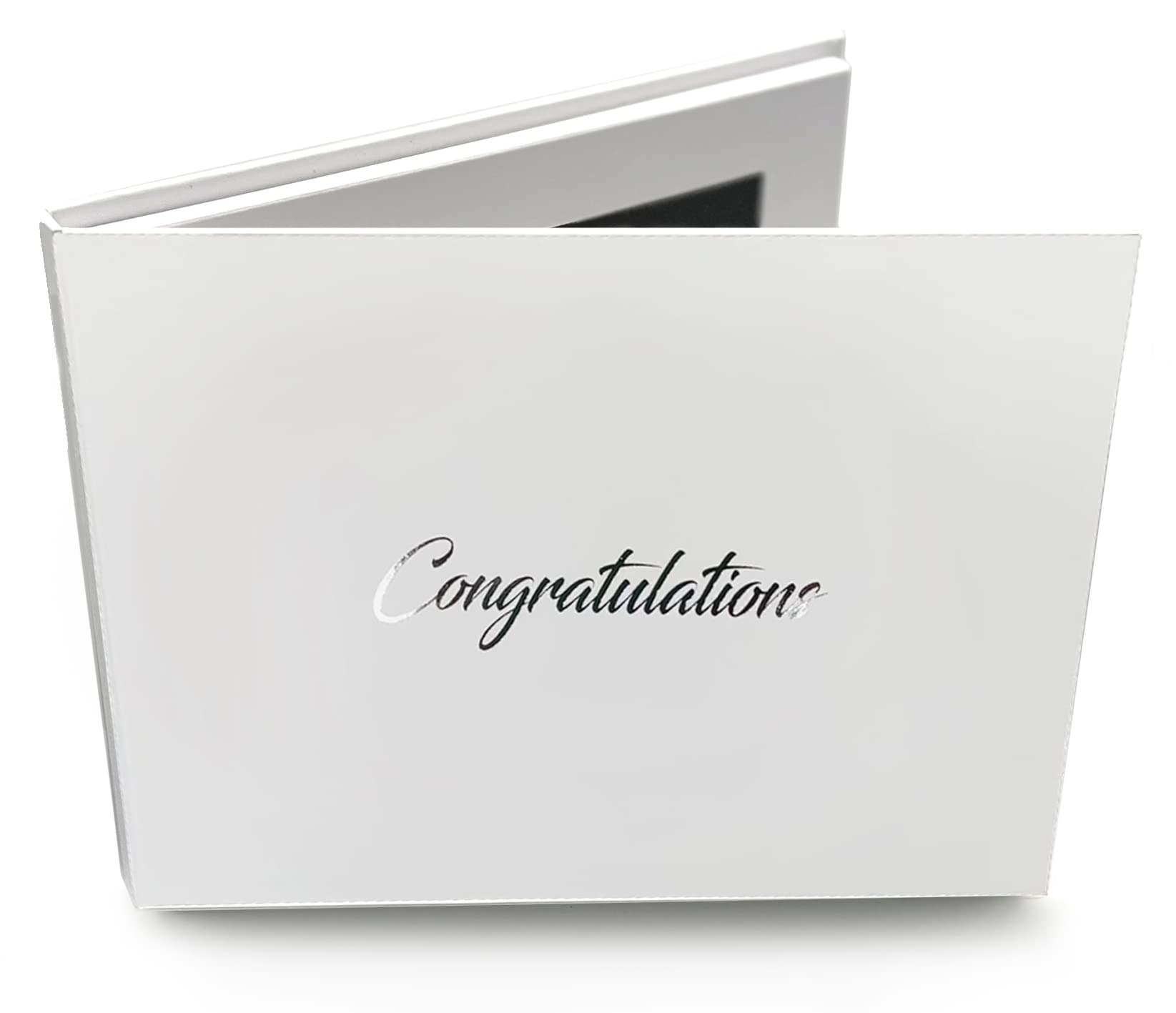 Talking Print 7" HD Image & Video Memory Book - Congratulations Silver Foiled on Cover - A5 Hard Backed Digital Photo Video Frame Brochure - Upload Your Video & Images to 256MB/15 Mins Video