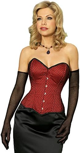 Vollers Fishnet Black and Red Satin Overbust Corset V1106 18 inch