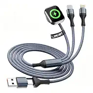 Cruise Essentials 2026, 3 in 2 Multi Charging Cable for iPhone Watch Charger/iPhone 17/IP, iWatch Charger, Travel Camping Essentials Compatible with iWatch 11-2/Ultra/iPhone 17-8,Car (4FT, Gray)