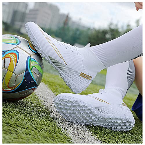 Xjiodf Soccer Cleats For Men High-Tops Lace-Up Rubber Spikes Indoor Lightweight Ag Fg Tf Football Futsal Shoes Hiking Sneaker White Eu 44 Us 10.5 #TOP4