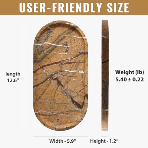 Image of Koville Indian Natural Marble Decorative Tray, 12 inchx6 inch - Countertop Organizer, Catchall for Perfume, Candles, Jewelry