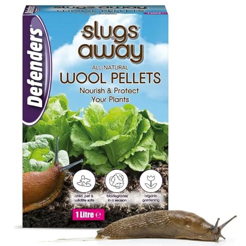 Defenders All-Natural Slugs Away Wool Pellets 1 Litre Slug Deterrent Protect Gardens and Plants From Slugs and Snails Grey