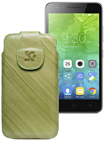 Suncase Original Tasche für Lenovo C2 | Leder Etui Handytasche Ledertasche Schutzhülle Hülle Hülle/in wash-grün