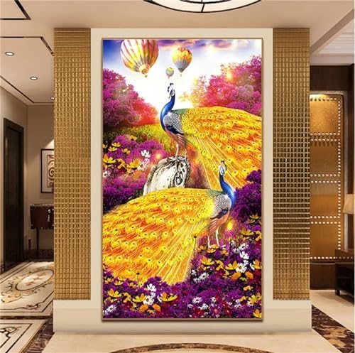 Broderie diamant grand format 100x230cm de qualité supérieure motif paon 5D