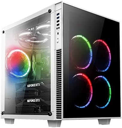 anidees AI-CL-Cube-W-RGB ATX Steel/Tempered Glass Cube PC Case Support E-ATX, 280/240 Radiator - White(RGB Version)
