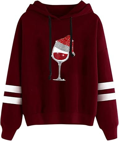 Amazon.com: Sudaderas con capucha para mujer de Navidad, casuales, sueltas,  con cordón a rayas, básicas, cómodas y lindas : Ropa, Zapatos y Joyería